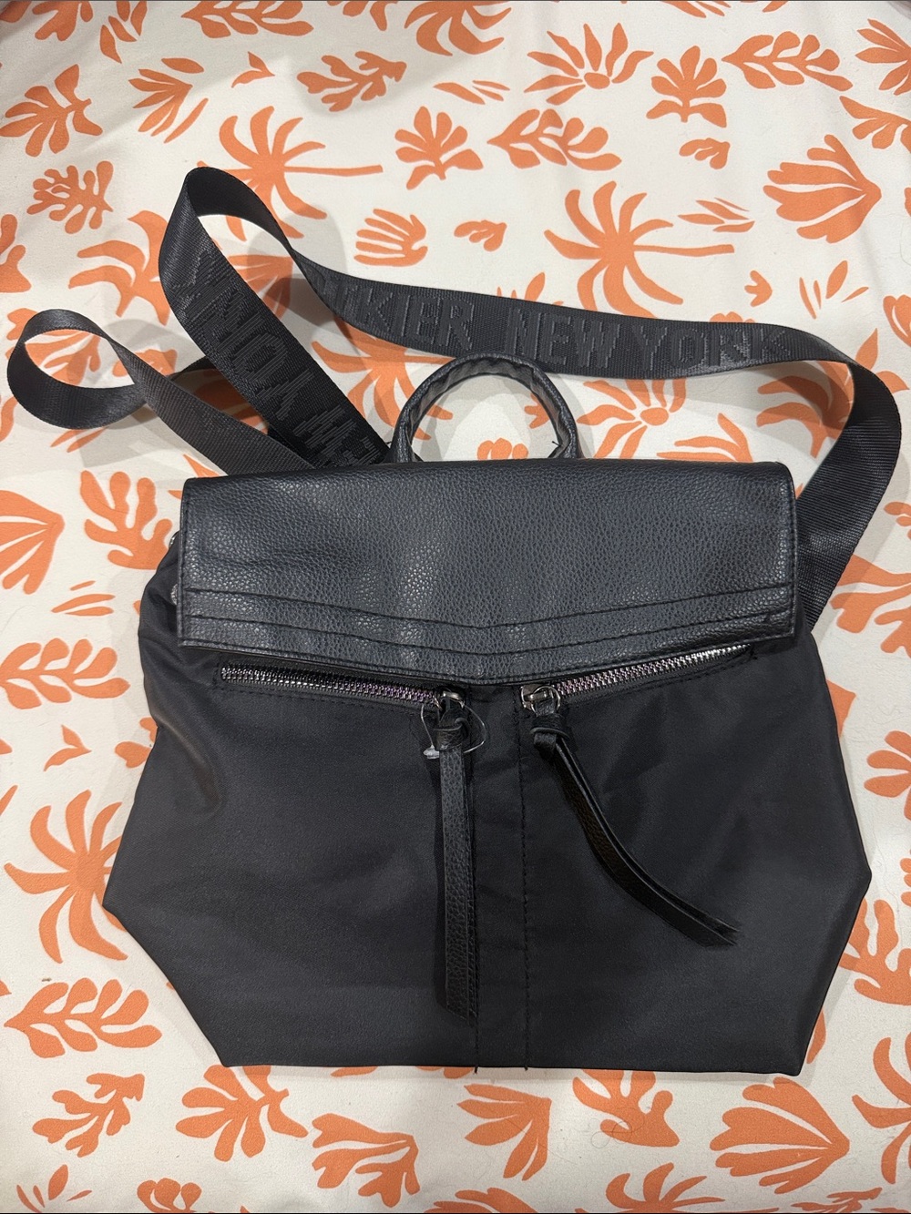 Botkier Black Nylon Backpack with Logo Strap